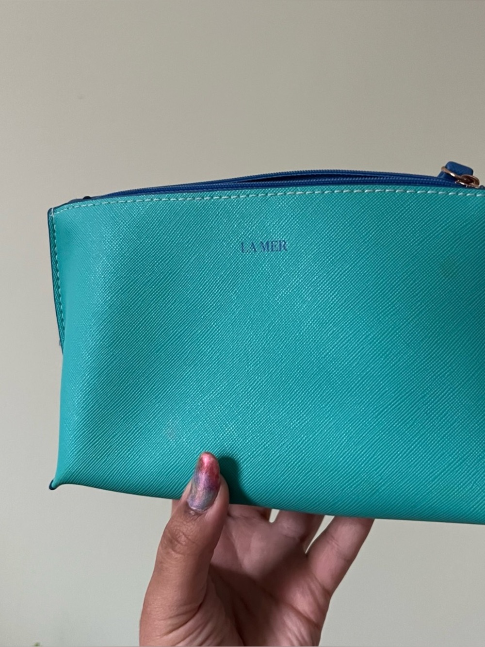 LA MER Turquoise Skincare Makeup Jewelry Zip Small Pouch Organize Storage Travel